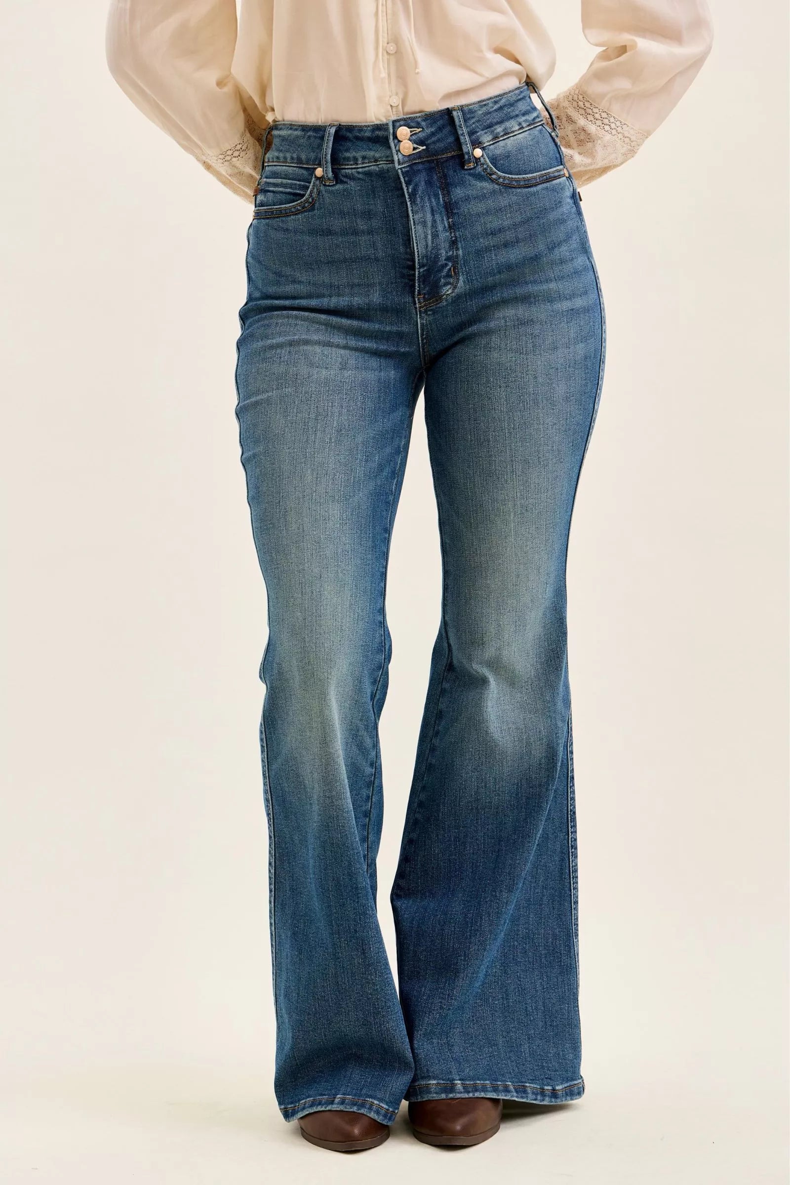 Judy Blue High Waist Double Button Tummy Control Flare Jeans