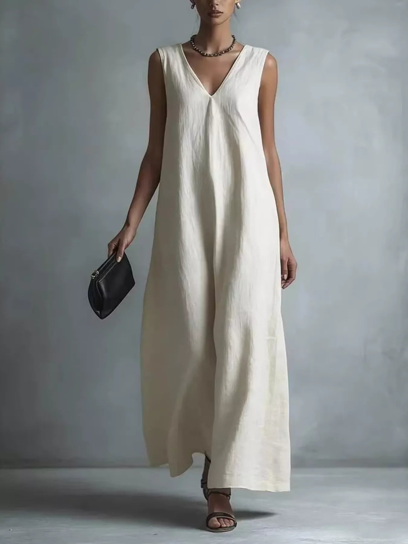 Full Size V-Neck Sleeveless Maxi Dress Plus Size