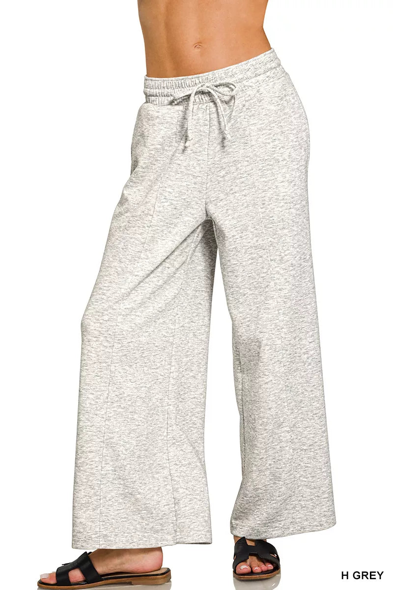 Zenana Scuba Drawstring Wide Leg Pants