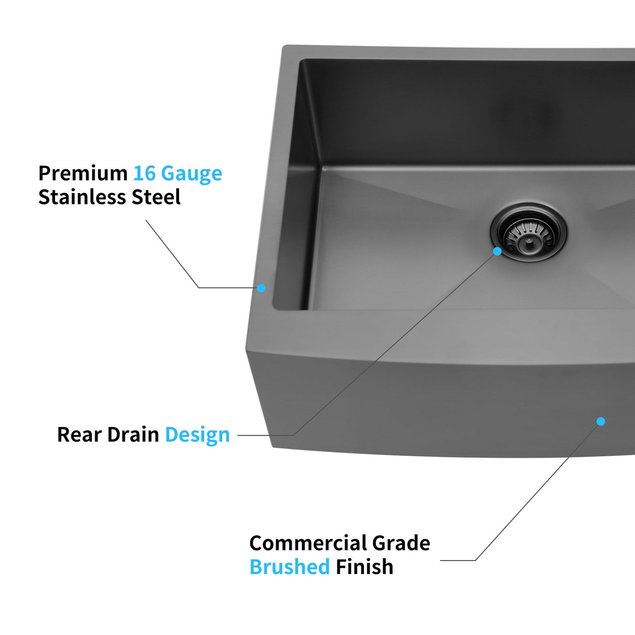 33x21x10'Farmhouse Apron Single Bowl Stainless Steel Kitchen Sink