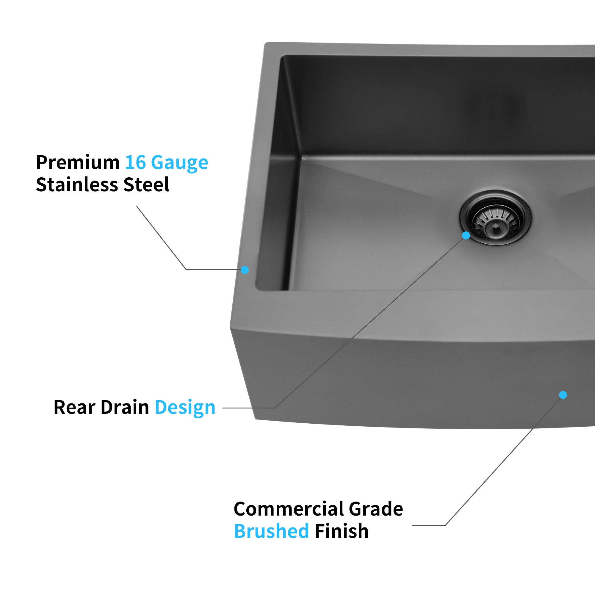 33x21x10'Farmhouse Apron Single Bowl Stainless Steel Kitchen Sink