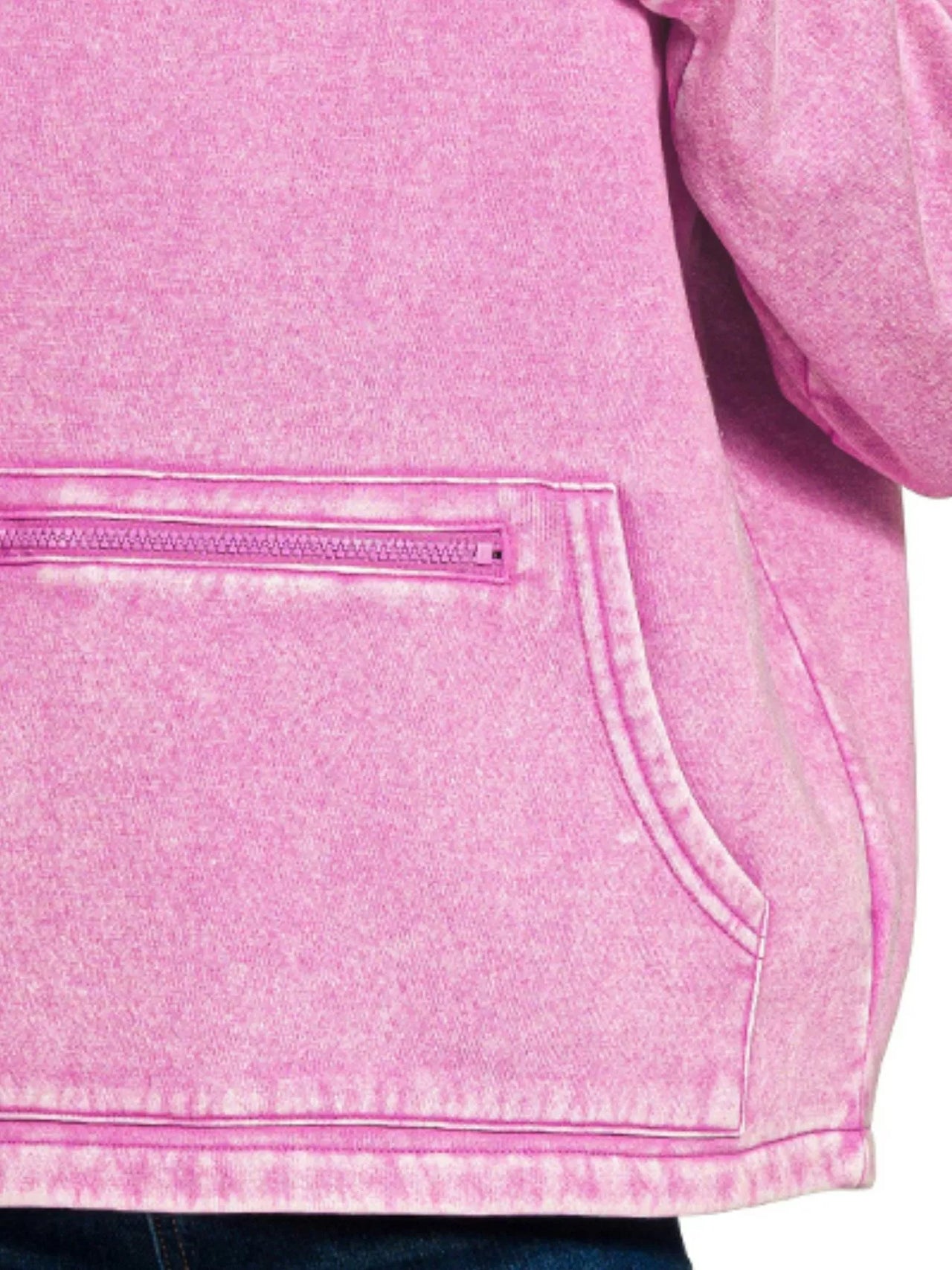 Zenana Fleece Washed High Neck Kangaroo Pocket Sweatshirt