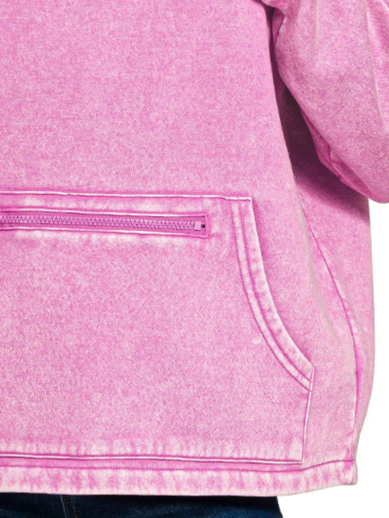 Zenana Fleece Washed High Neck Kangaroo Pocket Sweatshirt