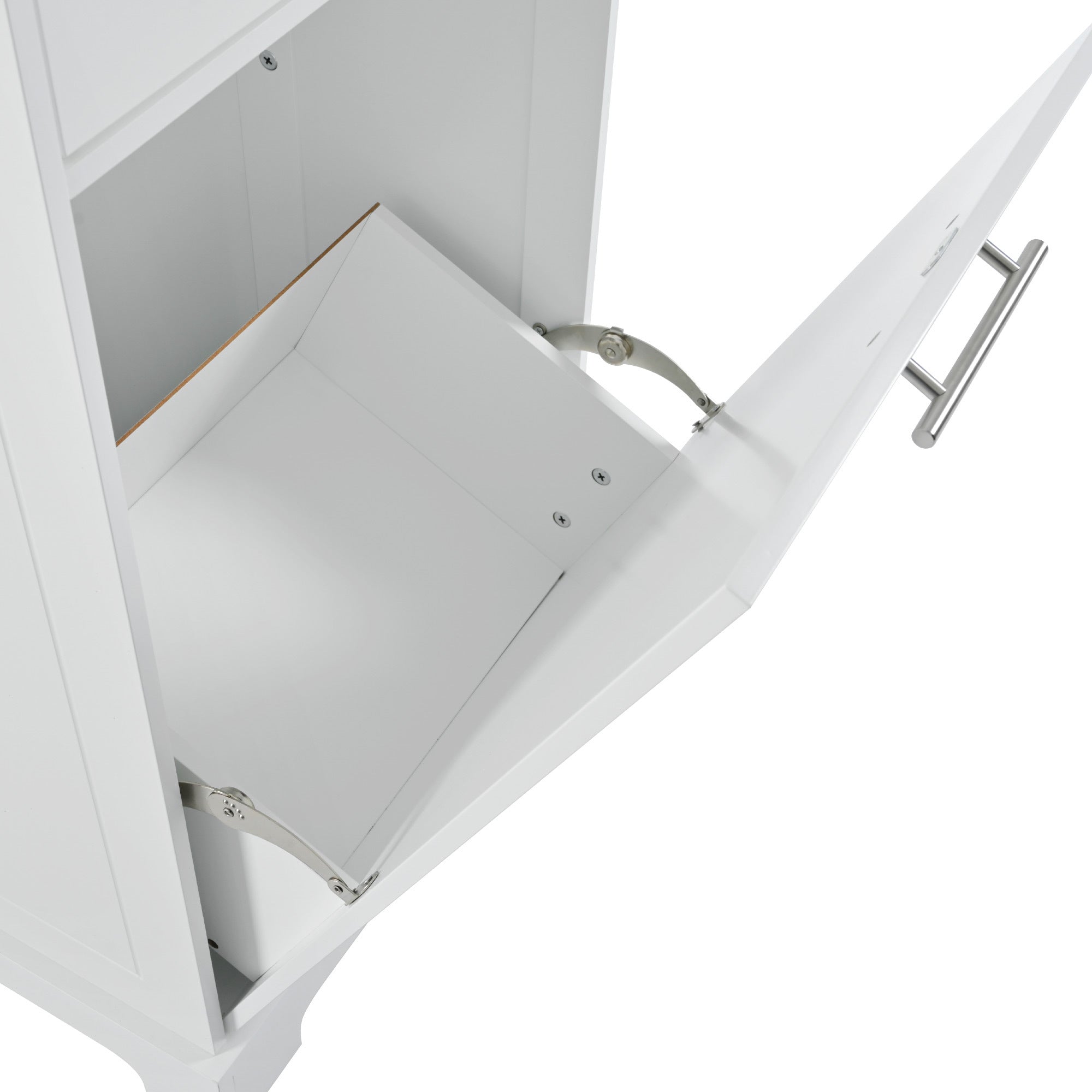 K&K Fluted Kitchen Island with Trash Can Storage Cabinet, Power Outlet, Internal Storage Rack, Rolling Kitchen Islands on 5 Wheels with 3 Drawer, 3 Open Side Racks for 10 Gallon Garbage Bin, White