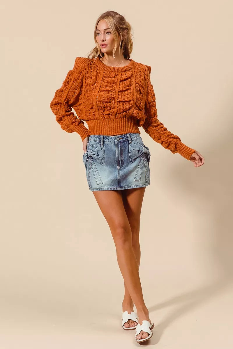 SO ME Bow Knot Pocket Denim Mini Skirt