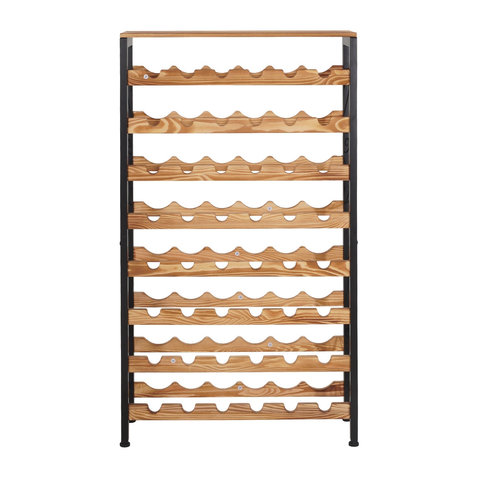 48 Bottle Wine Rack,8-Tier Wine Bottle Holder,Freestanding Floor Display Wine Storage Shelves with Wood Table Top,For Kitchen Pantry, Cellar, Bar, Dining Room, Living Room, Black