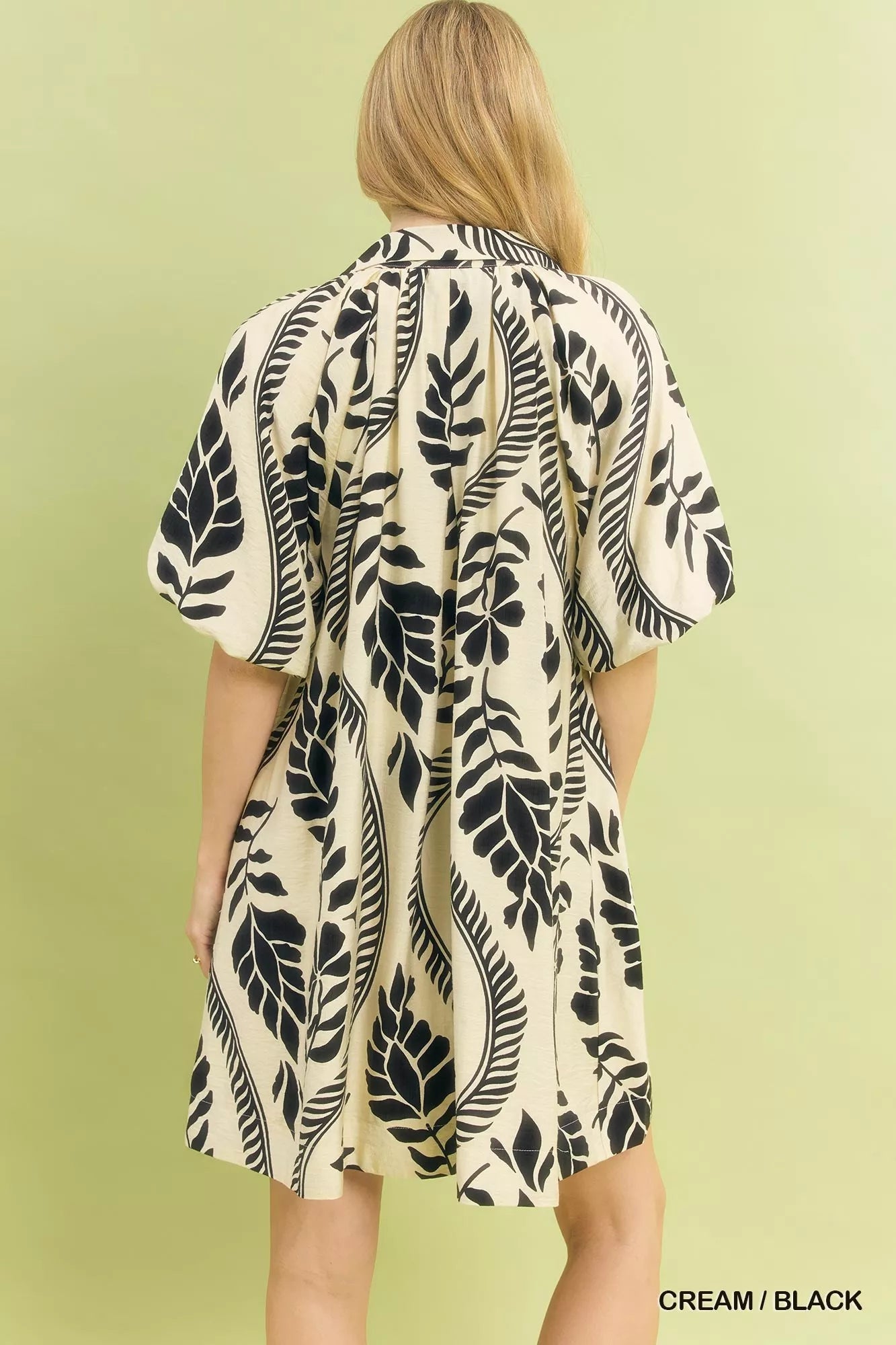 Umgee Leafy Ogee Print Mini Dress