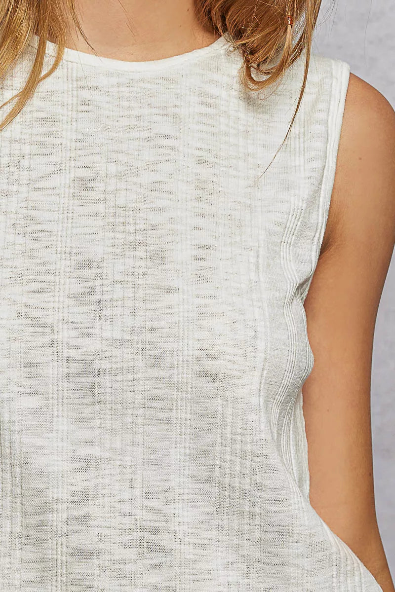 POL Textured Round Neck Cropped Tank