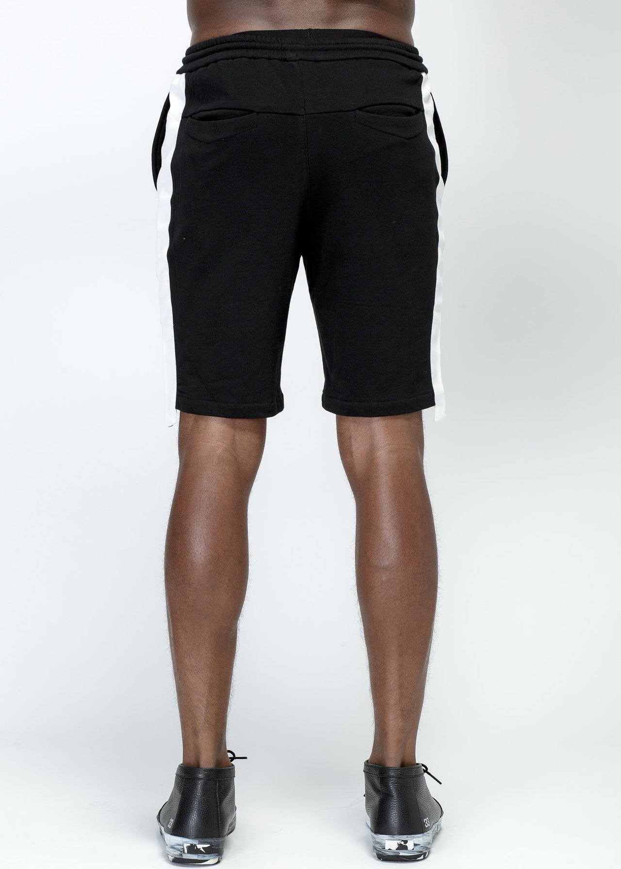 Konus Men's Sweat Shorts w/ White Tape on Side in Black