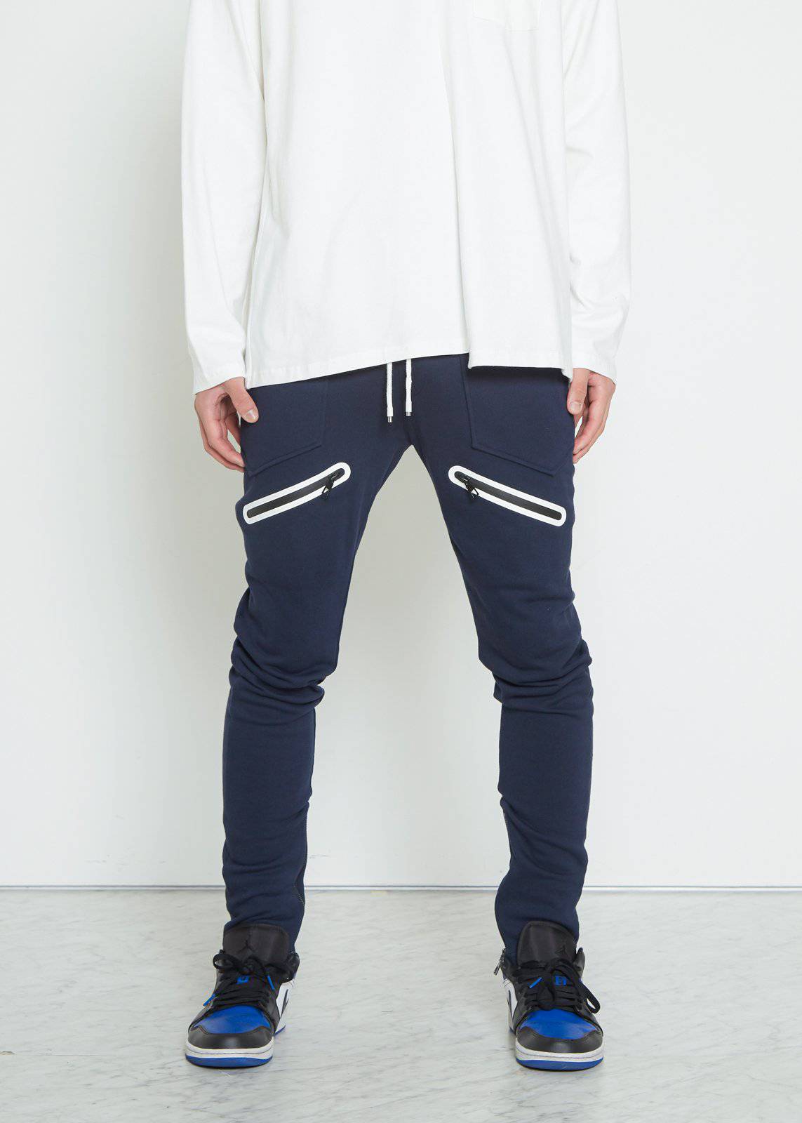 Men's  Zipper Pocket French Terry Sweatpants in Navy