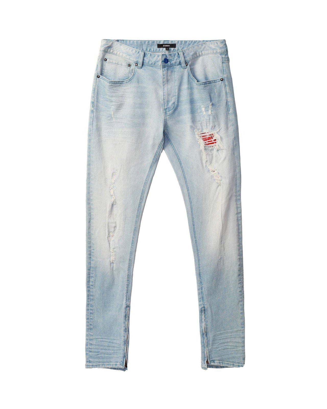 Men's Light Washed Denim With Repair Works