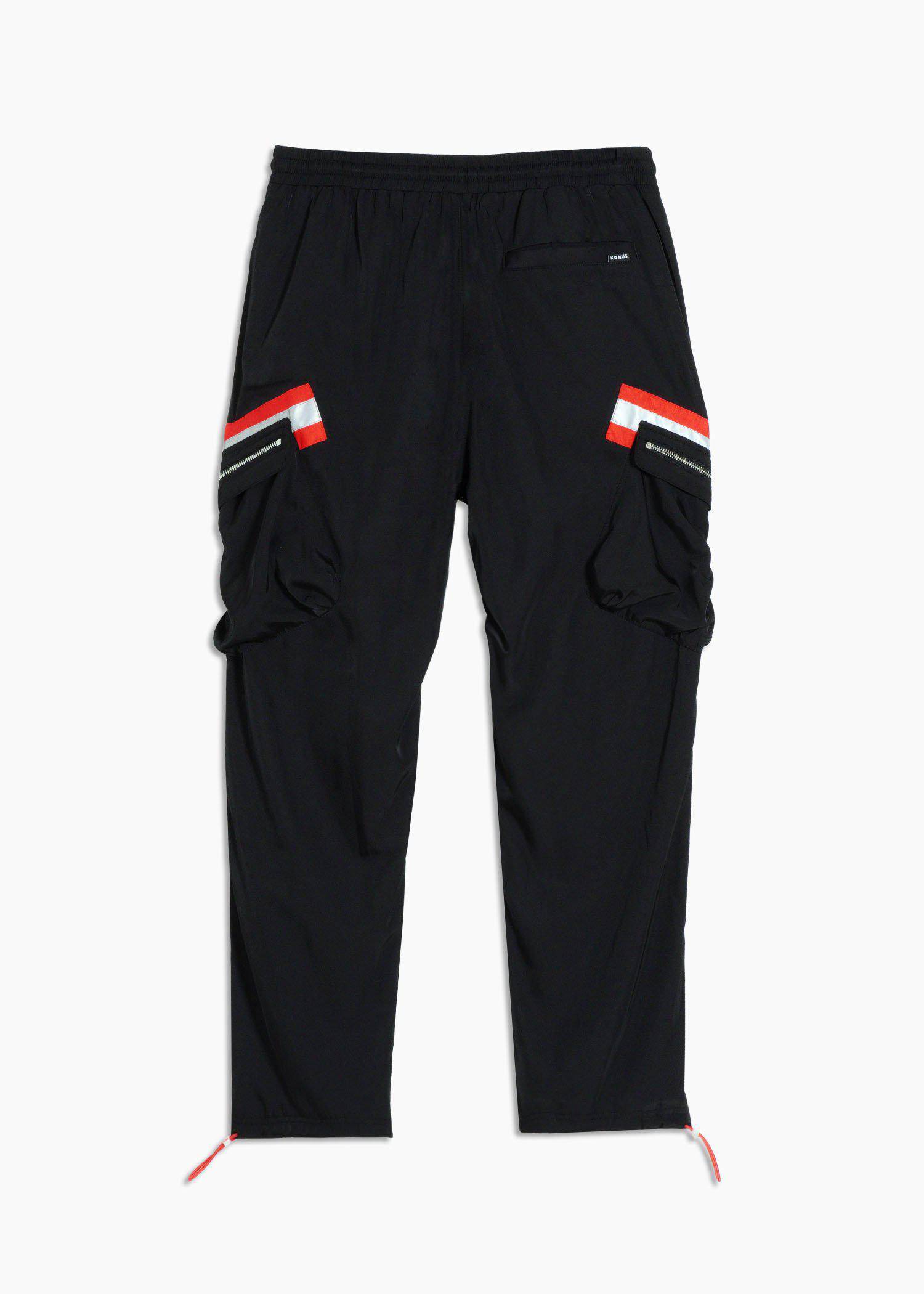 Konus Men's Reflective Tape Utility Cargo Pants in Black