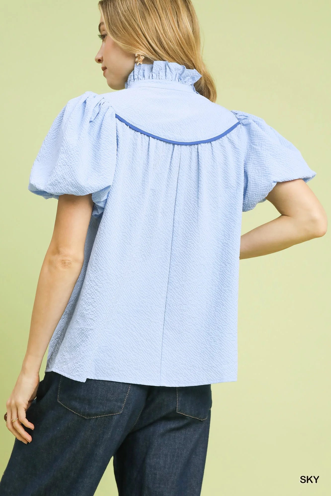 Umgee Textured Puff Sleeve Blouse