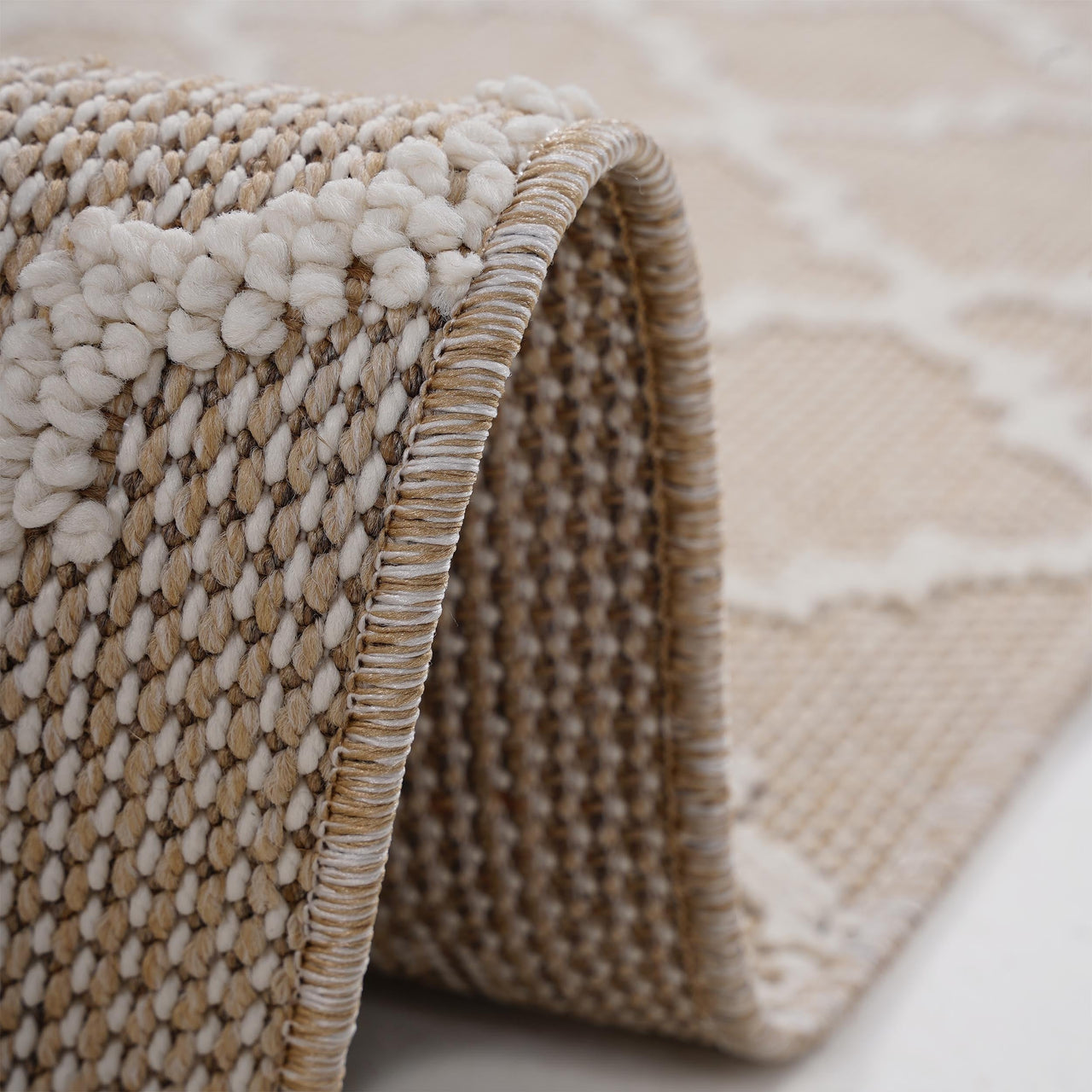 NAAR Guros Collection 2X8 Ivory / Trellis Indoor / Outdoor Runner Rug