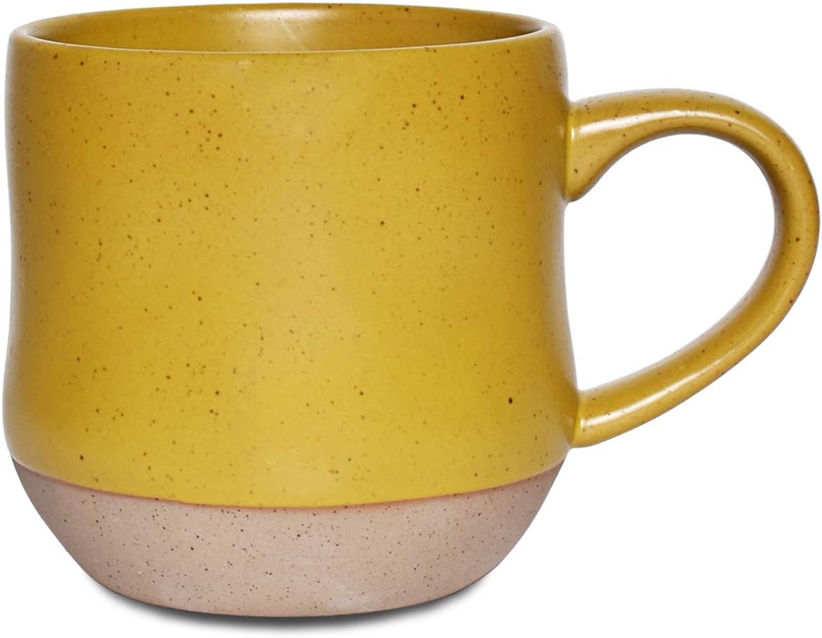 Bosmarlin Large Stoneware Speckled Coffee Mugs Set of 2, Big Tea Cup, 17 Oz, Dishwasher and Microwave Safe