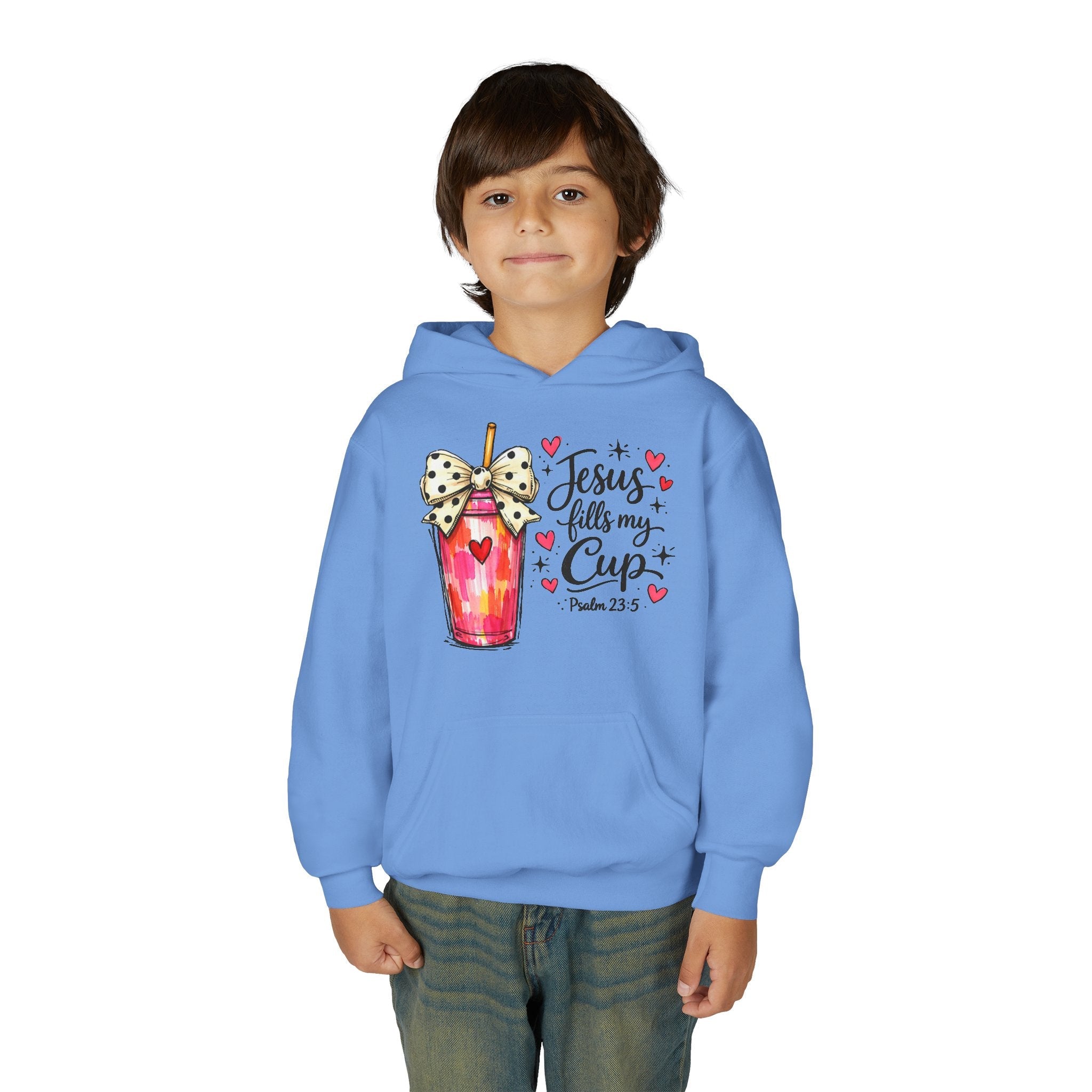 Jesus Fills My Cup Hoodie | Psalm 23 Christian Faith Kids