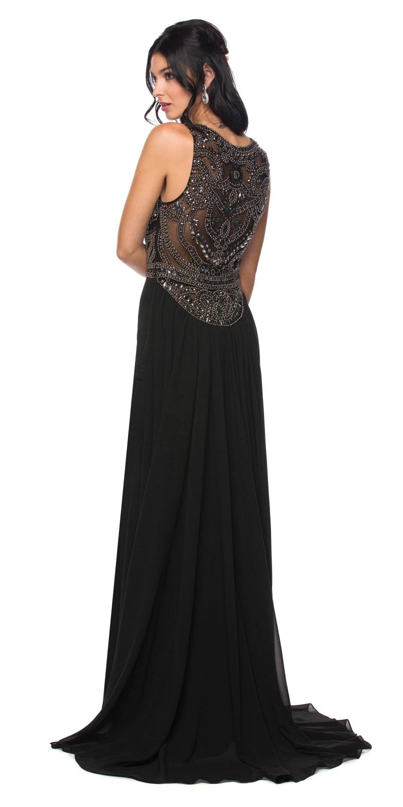 Juliet 628 Embellished Bodice Fit and Flare Prom Gown with Train