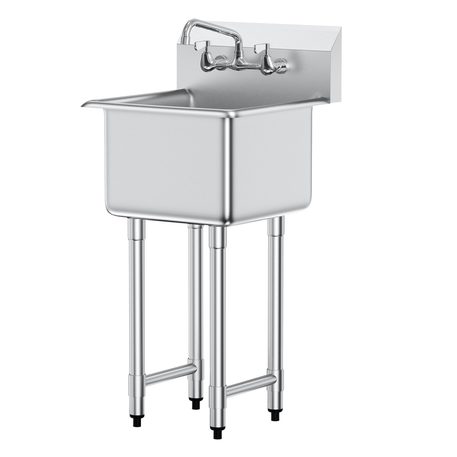 Stainless Steel Prep & Utility Sink, 1 Compartment Free Standing Small Sink Include Faucet & legs, 18'x41' Commercial Single Bowl Sinks for Garage, Restaurant, Kitchen, Laundry