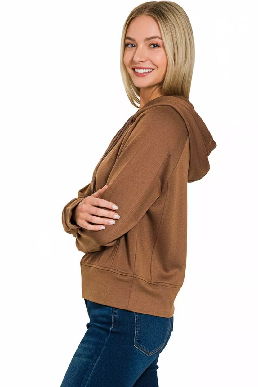 Zenana Drawstring Scuba Hoodie