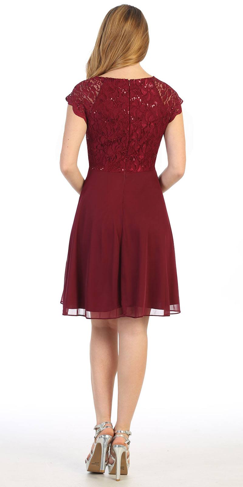 CLEARANCE - Celavie 6394-S Embellished Waist Short Sleeve Dress (Size 2XL)