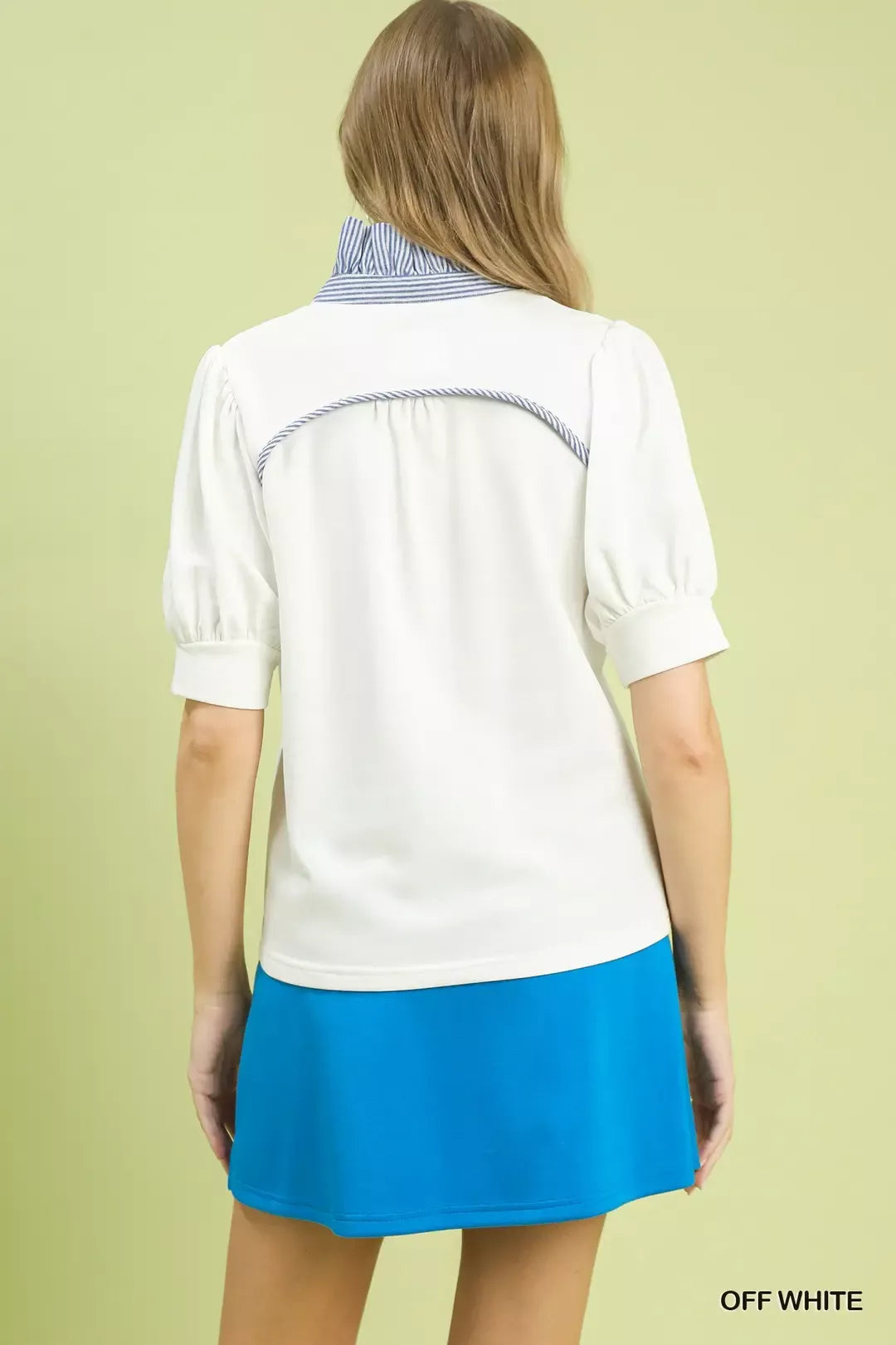 Umgee Striped Collar Popover Top