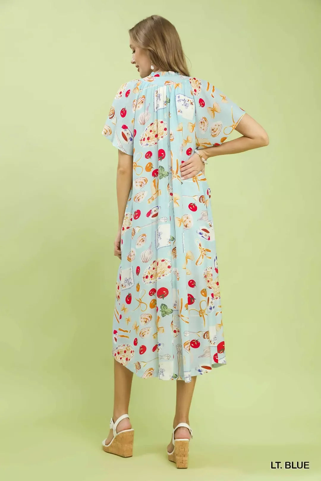 Umgee Abstract Print Flutter Sleeve Midi Dress