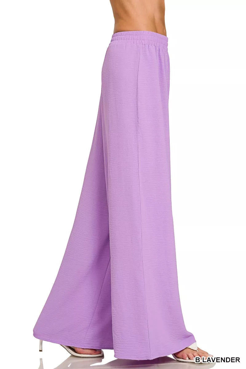 Zenana Woven Airflow Twisted Top & Wide Leg Pants Set