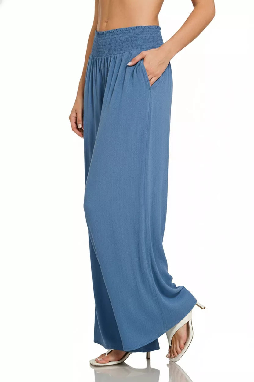 Zenana Smocked Waistband Wide Leg Lounge Pants