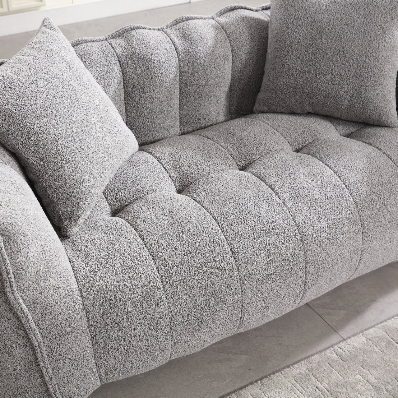 Cozy Beanbag Chair with High Resilience Foam Core for Two - Grey Chenille, 66x35x25 inches