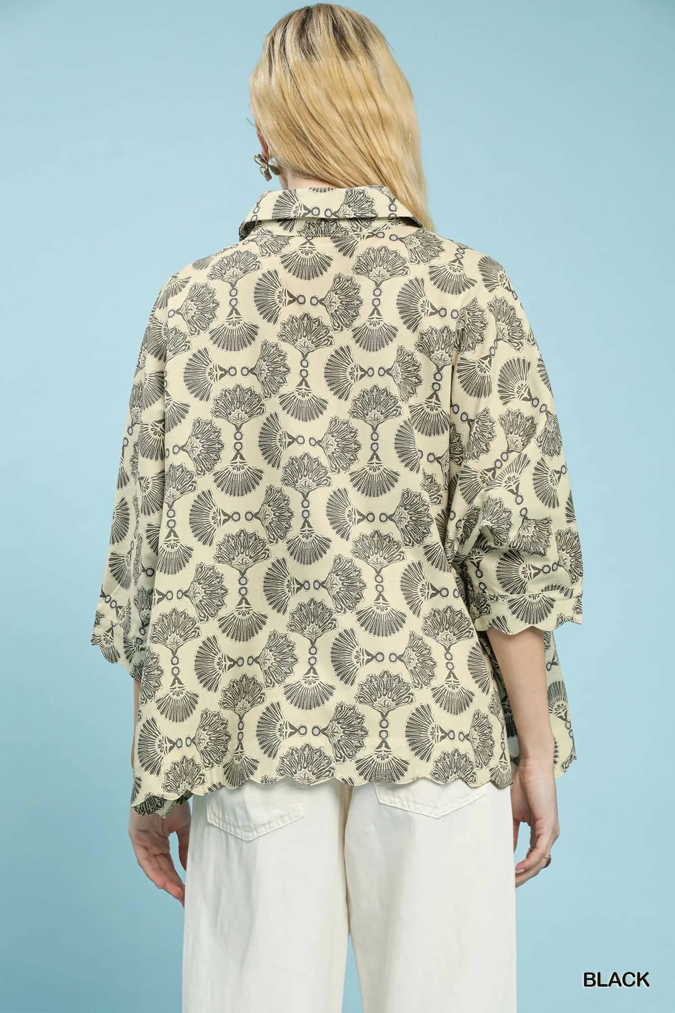 Umgee Printed Button Down Shirt