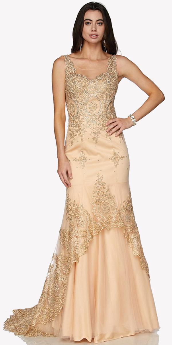 Juliet 654 Mermaid Gown Lace Up Back Embroidered