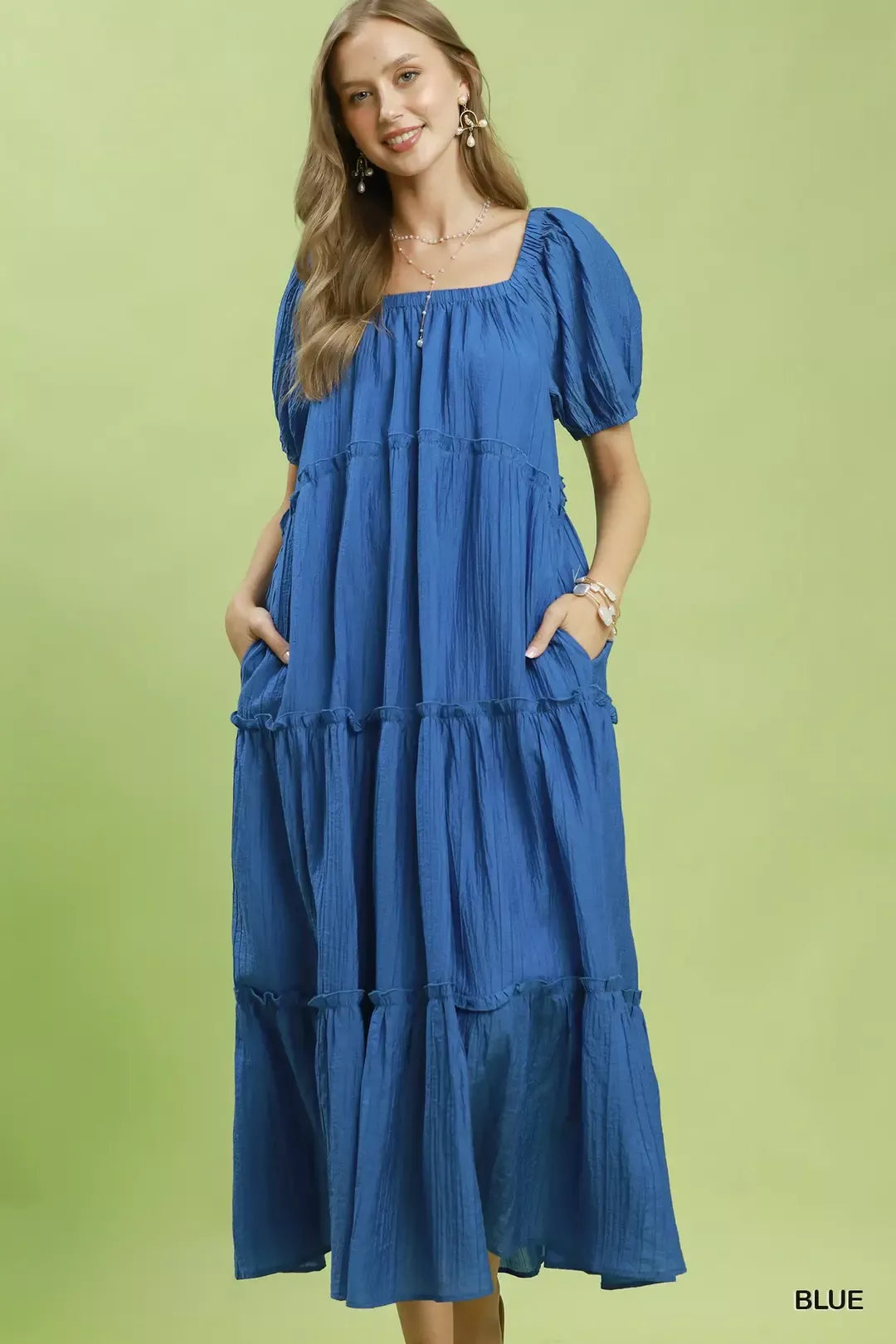 Umgee Textured Tiered Midi Dress