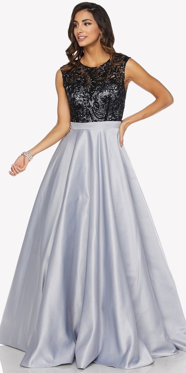 Juliet 661 Sleeveless Floor Length A-line Dress Keyhole Back