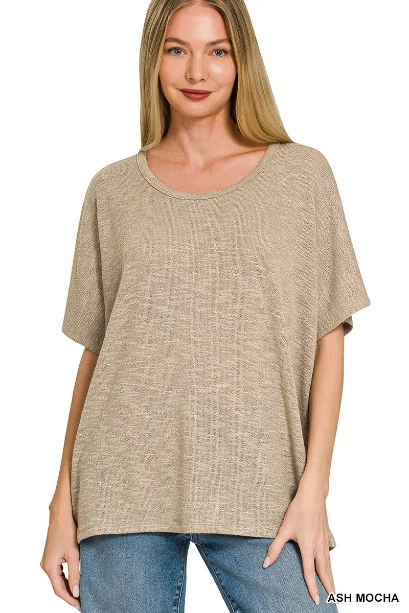 Zenana Oversized Slub Hacci Top