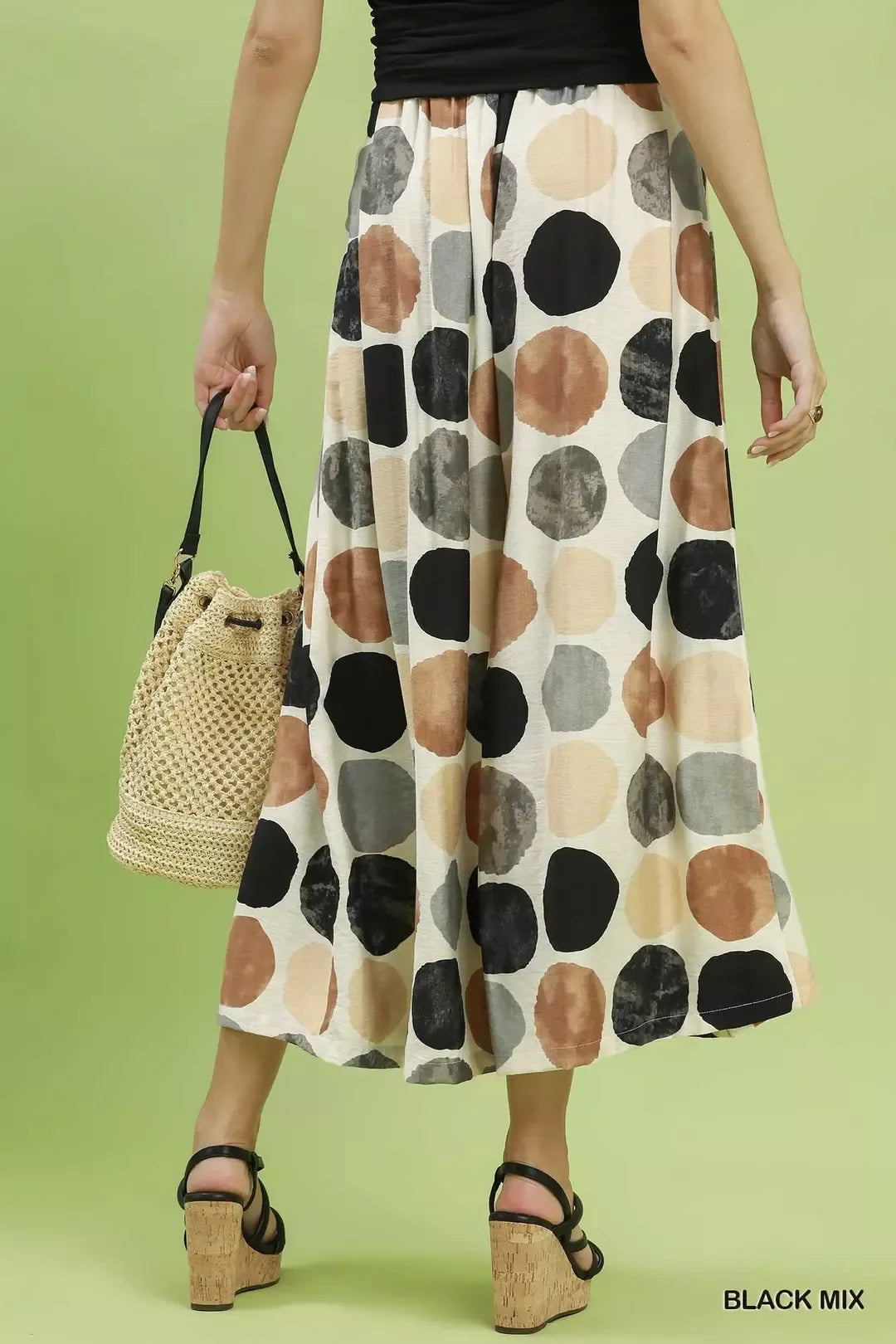 Umgee Dot Print Wide Leg Pants