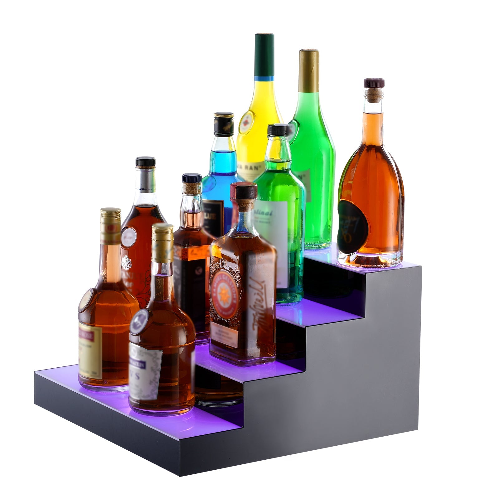 LED Lighted Liquor Bottle Display Bar Shelf RF & App Control 16' 4-Step
