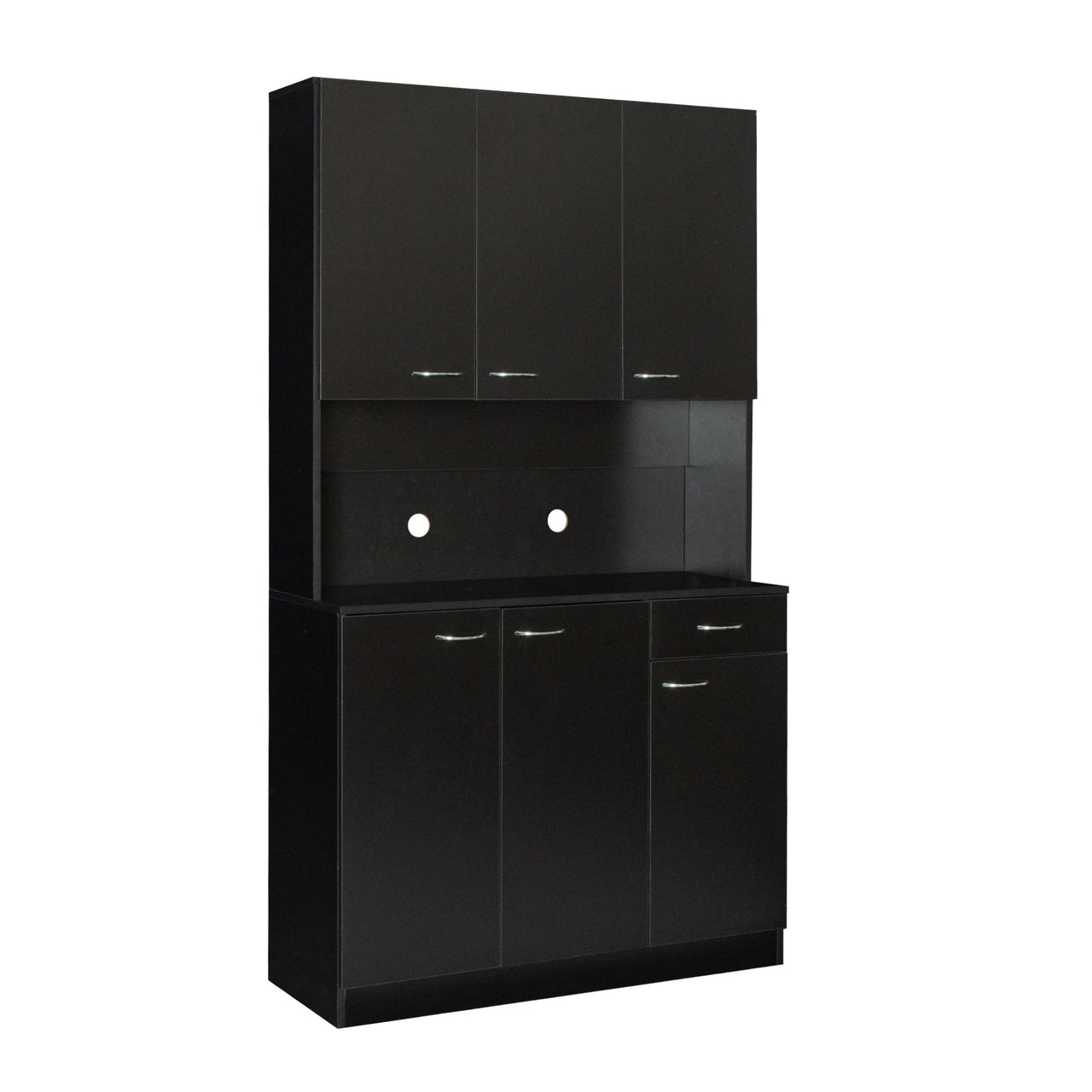 70.87' Tall Wardrobe& Kitchen Cabinet, with 6-Doors, 1-Open Shelves and 1-Drawer for bedroom,Black