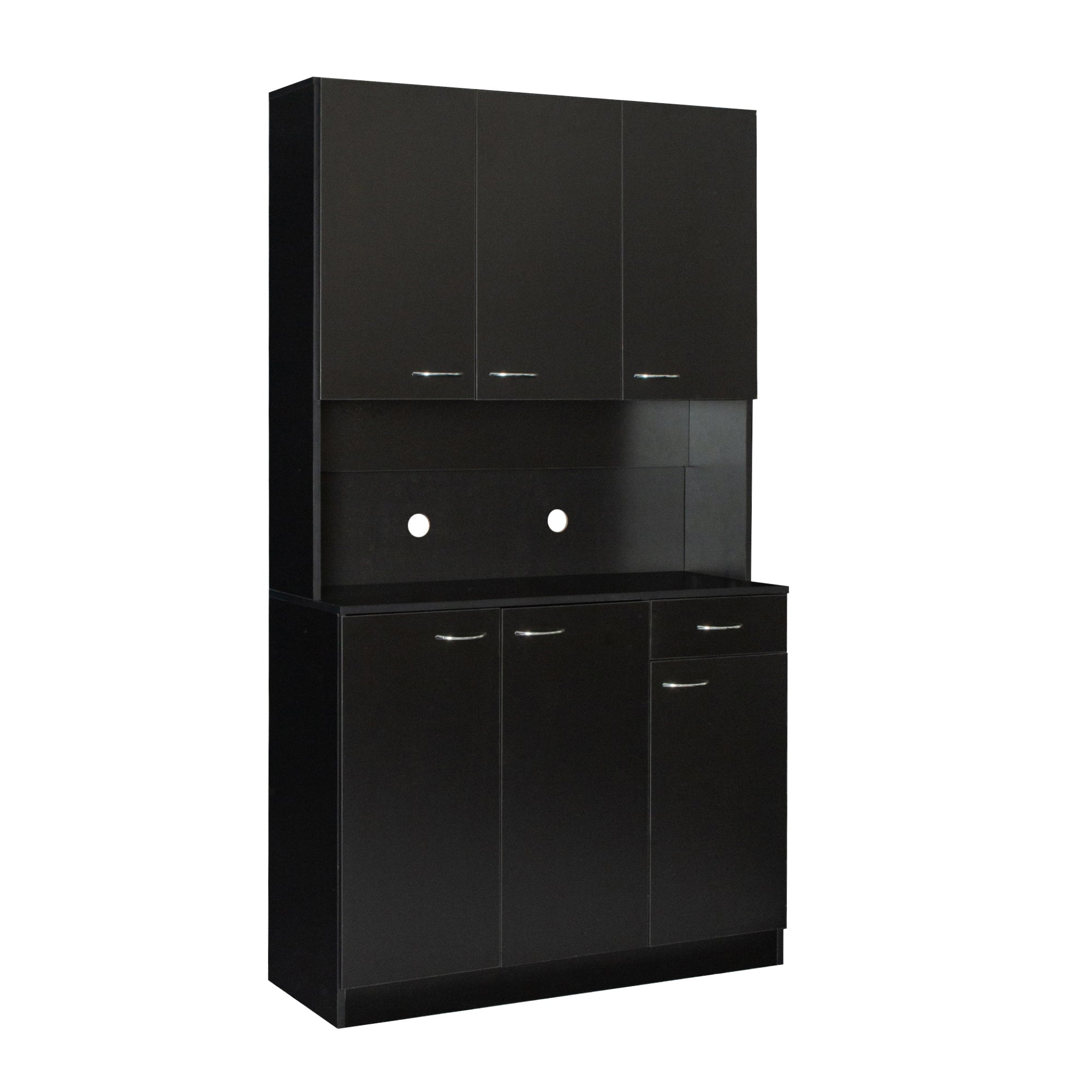 70.87' Tall Wardrobe& Kitchen Cabinet, with 6-Doors, 1-Open Shelves and 1-Drawer for bedroom,Black
