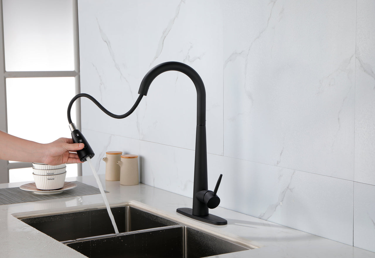 Single Handle Stainless Steel Kitchen Sink Faucet with Pull Down Sprayer