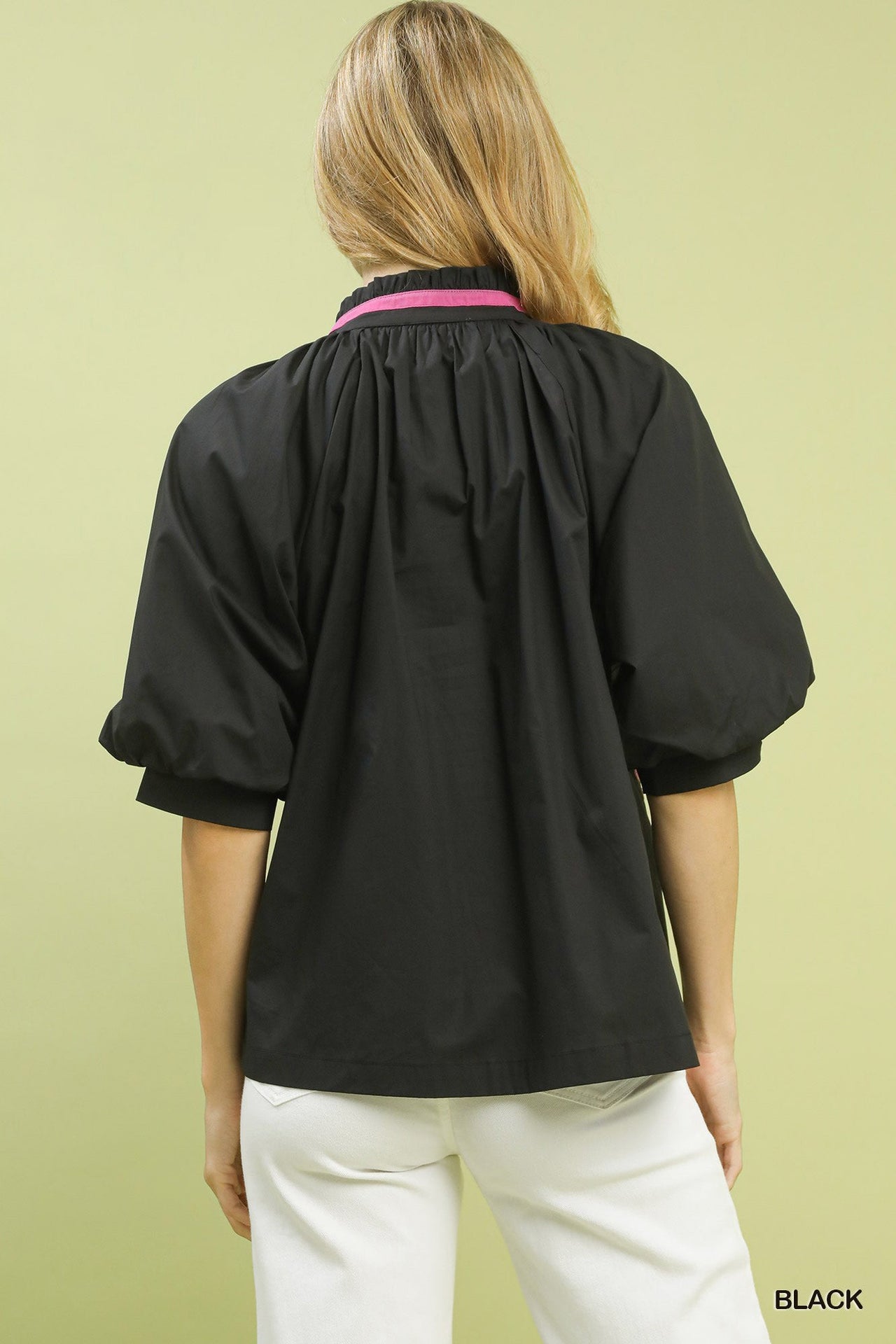 Umgee Embroidered Floral V-Neck Blouse