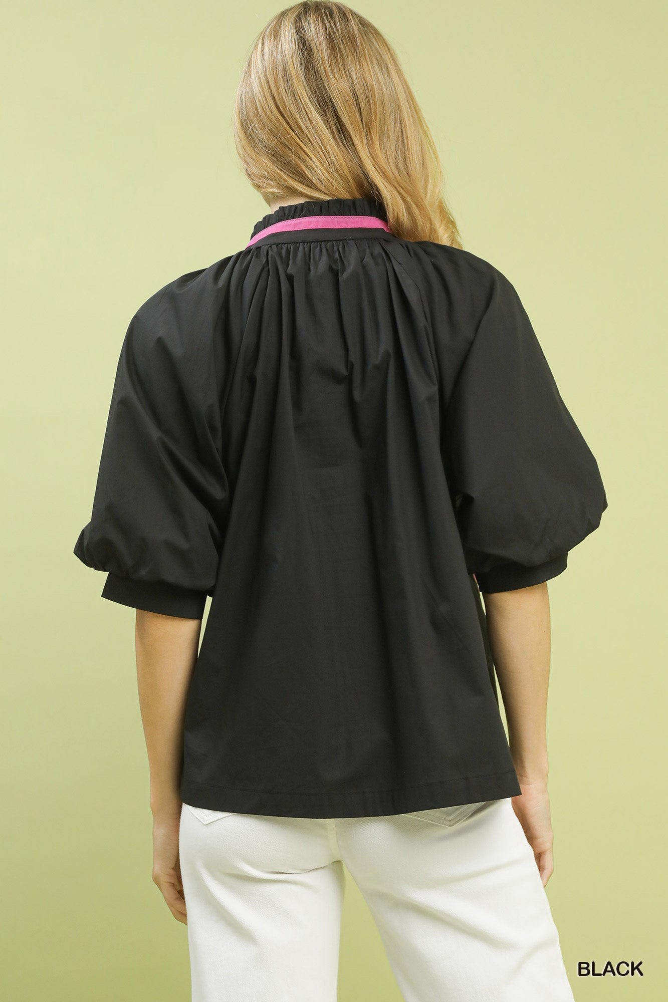 Umgee Embroidered Floral V-Neck Blouse