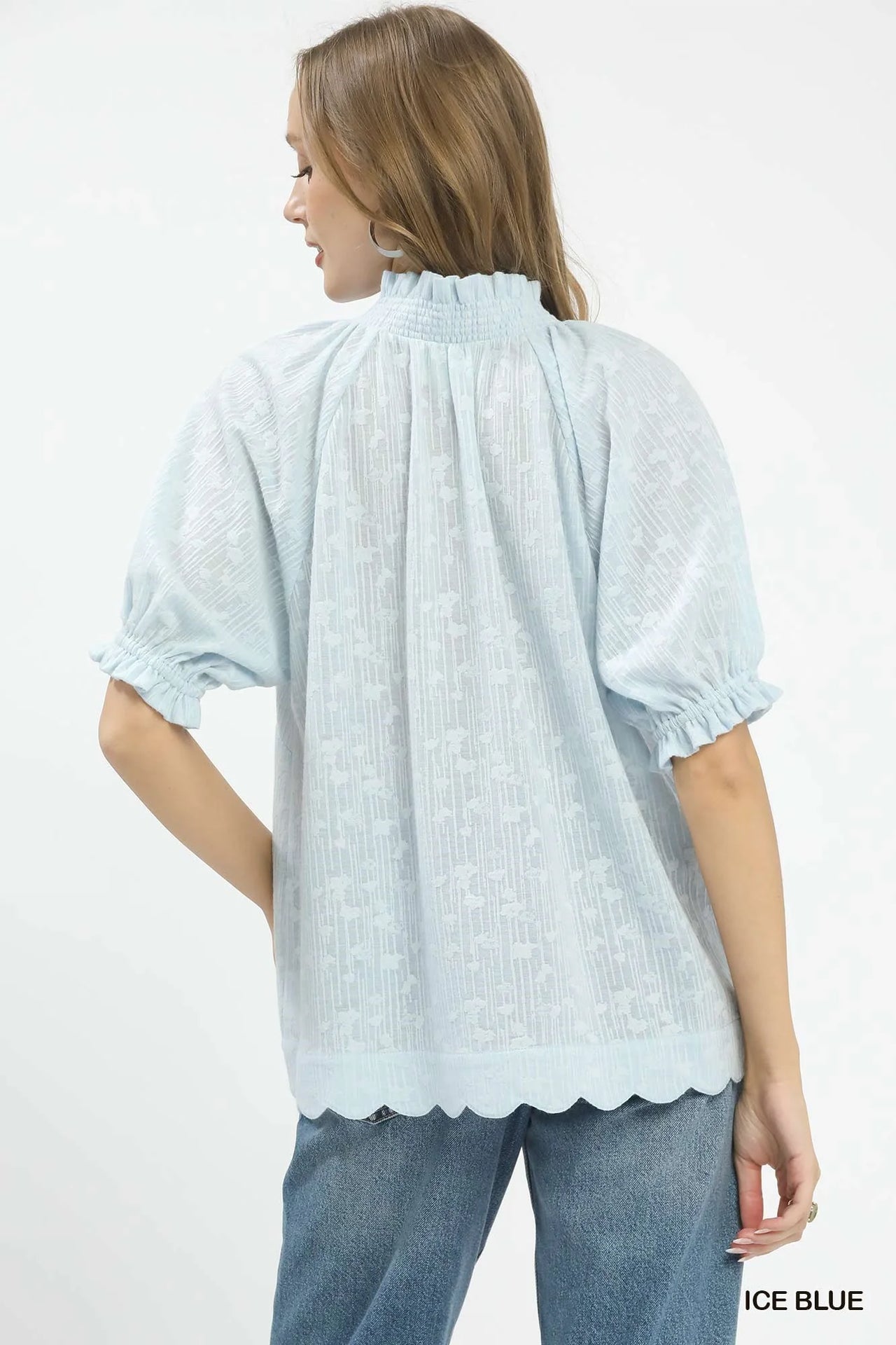 Umgee Textured Pintuck Blouse