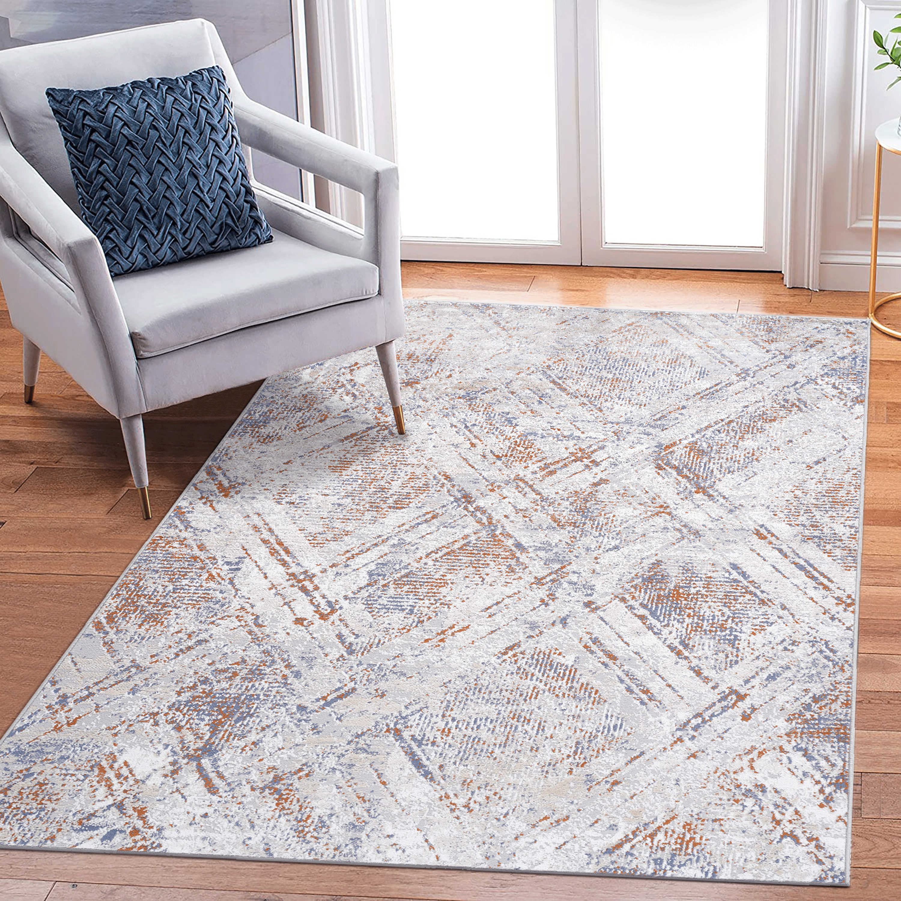 NAAR PAYAS Collection 5X7 Beige / Geometric Area Rug