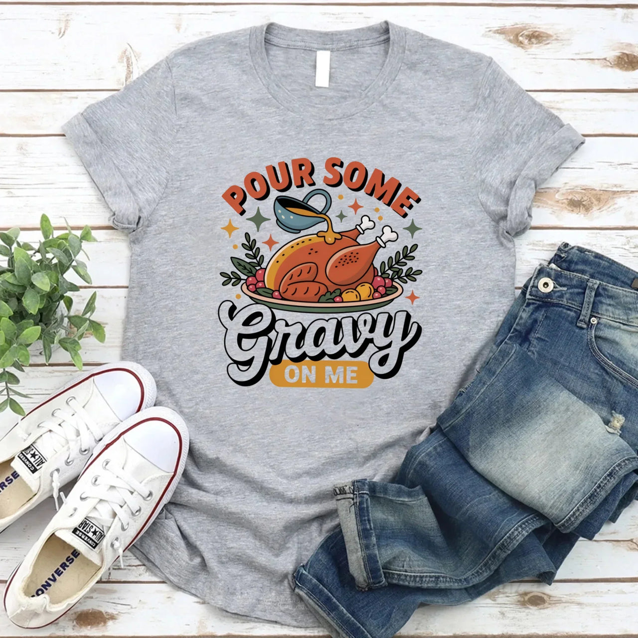 Funny Thanksgiving Couples Shirts – Baste & Gravy Matching Tees