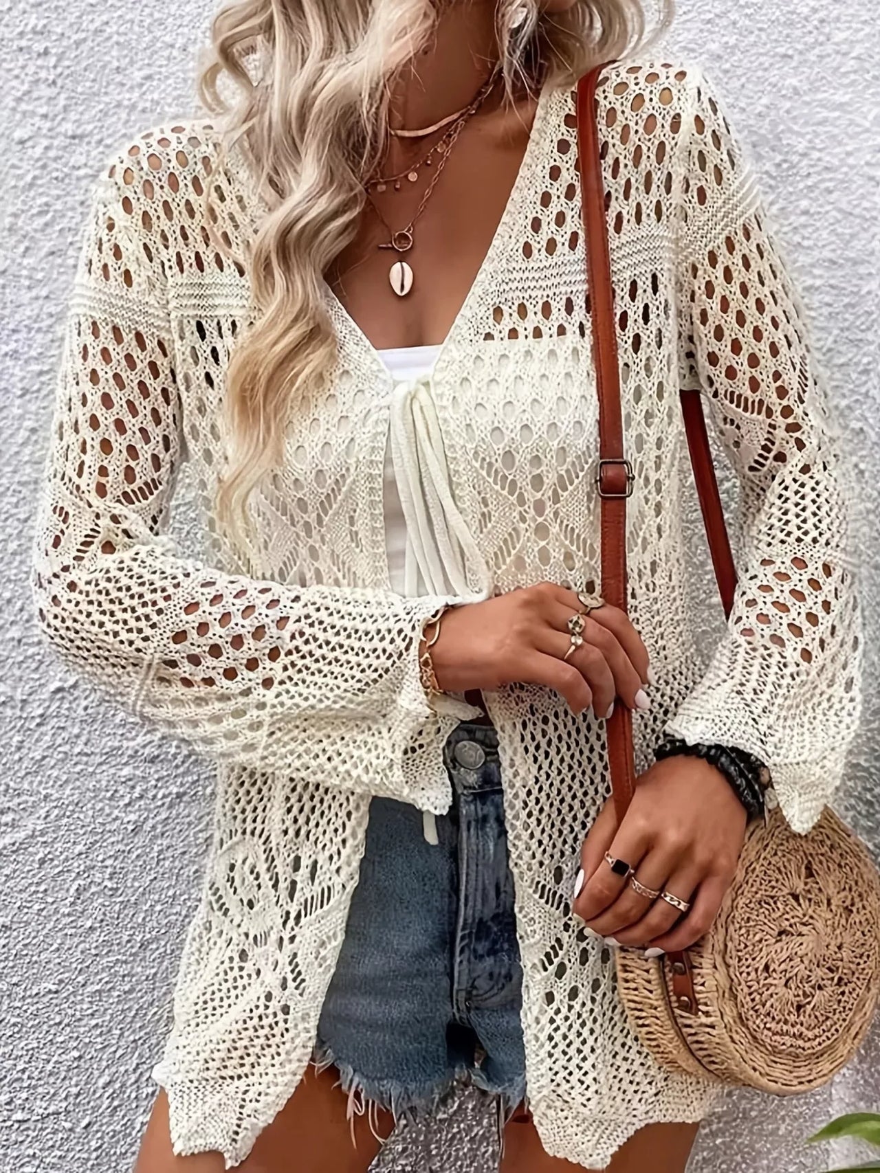 Crochet Tie Front Cardigan
