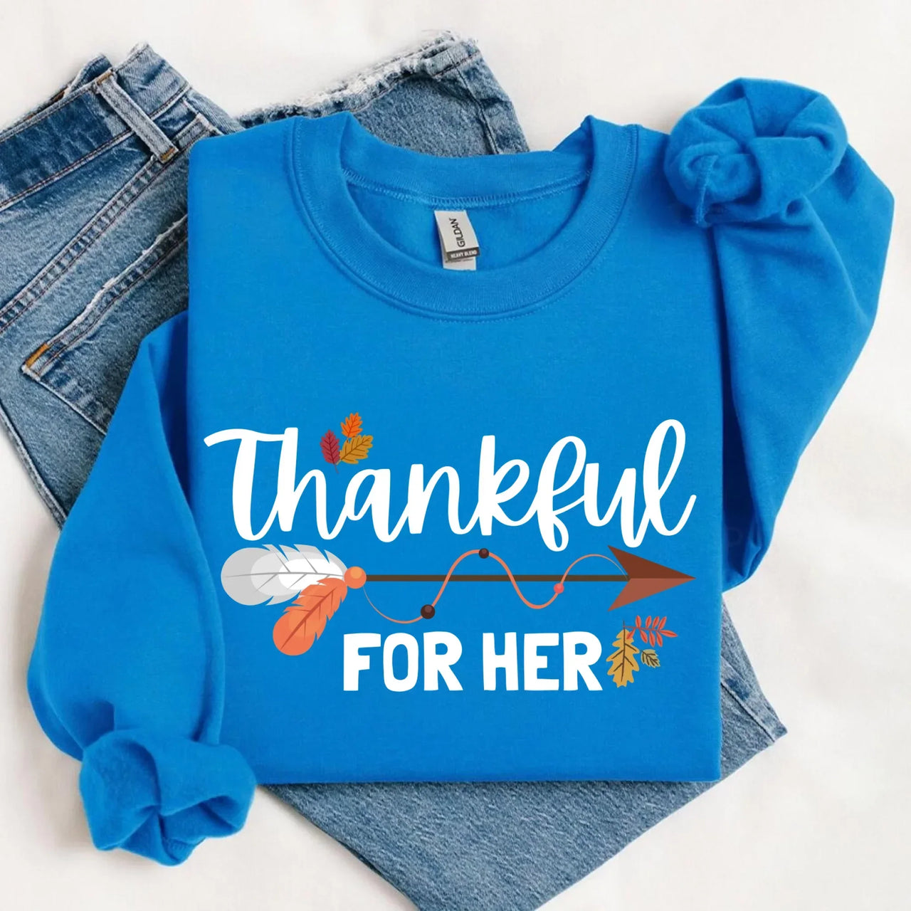 Thankful For Her/Him Valentines Couple Sweatshirt – Cute Matching Holiday Crew Neck