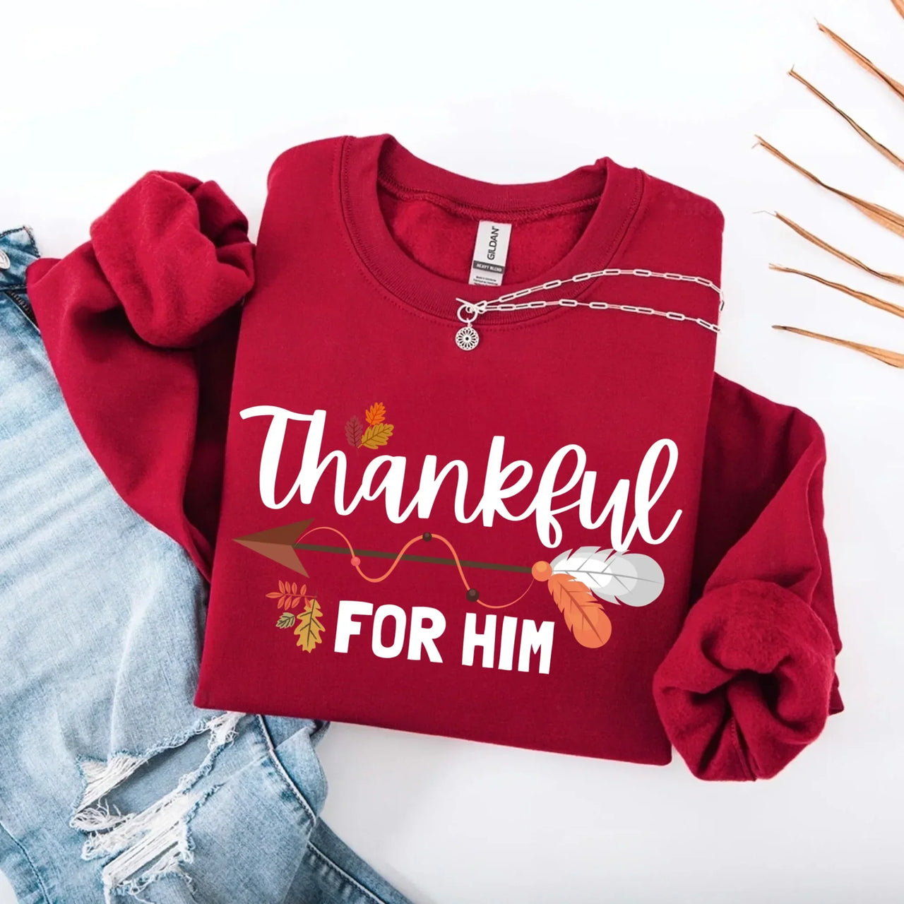 Thankful For Her/Him Valentines Couple Sweatshirt – Cute Matching Holiday Crew Neck