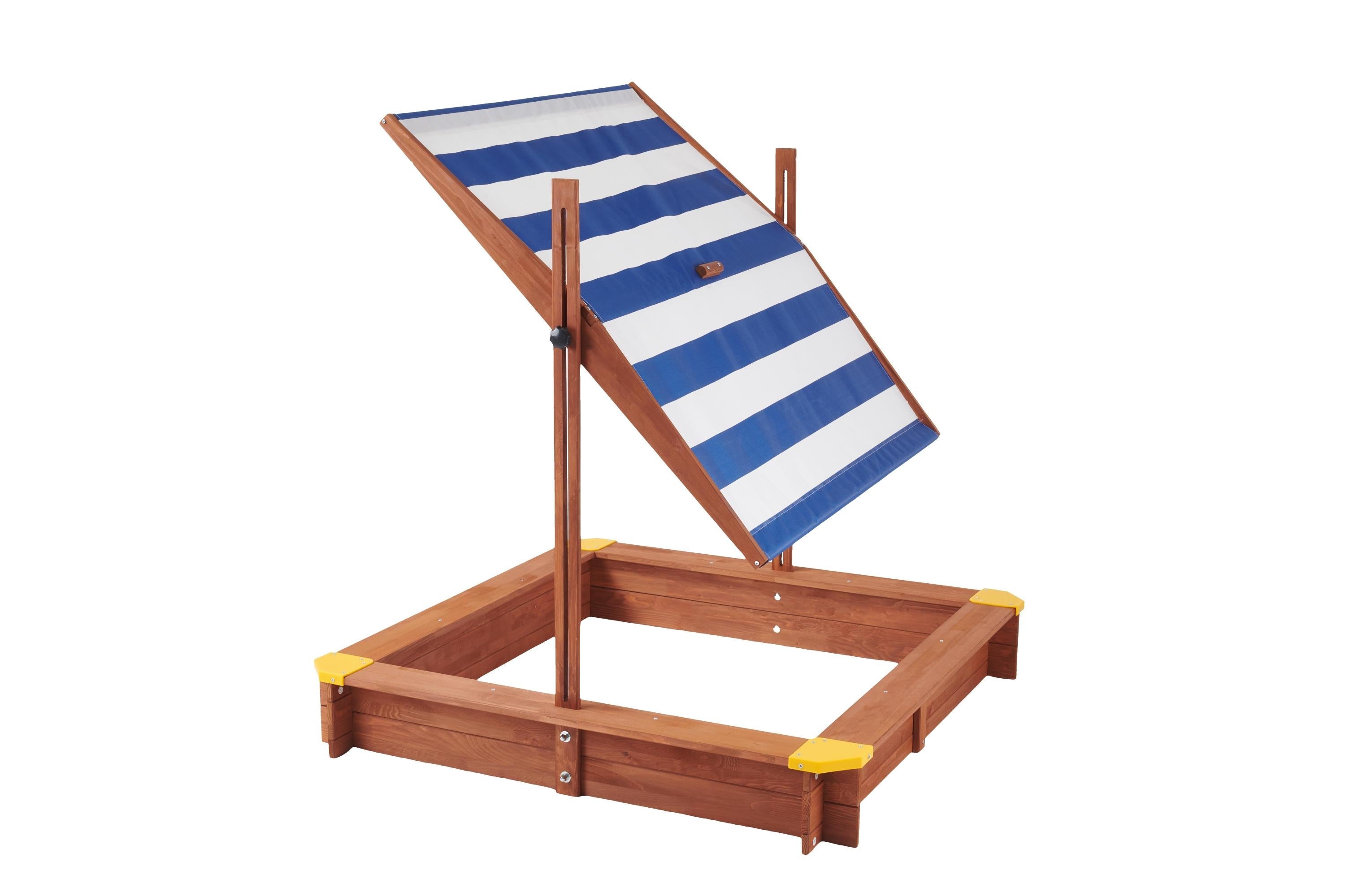 Kids Sandbox with Cover, 46' Wooden Sand Box w/Adjustable Canopy, Large Outdoor Cedar Sandpit for Backyard Play