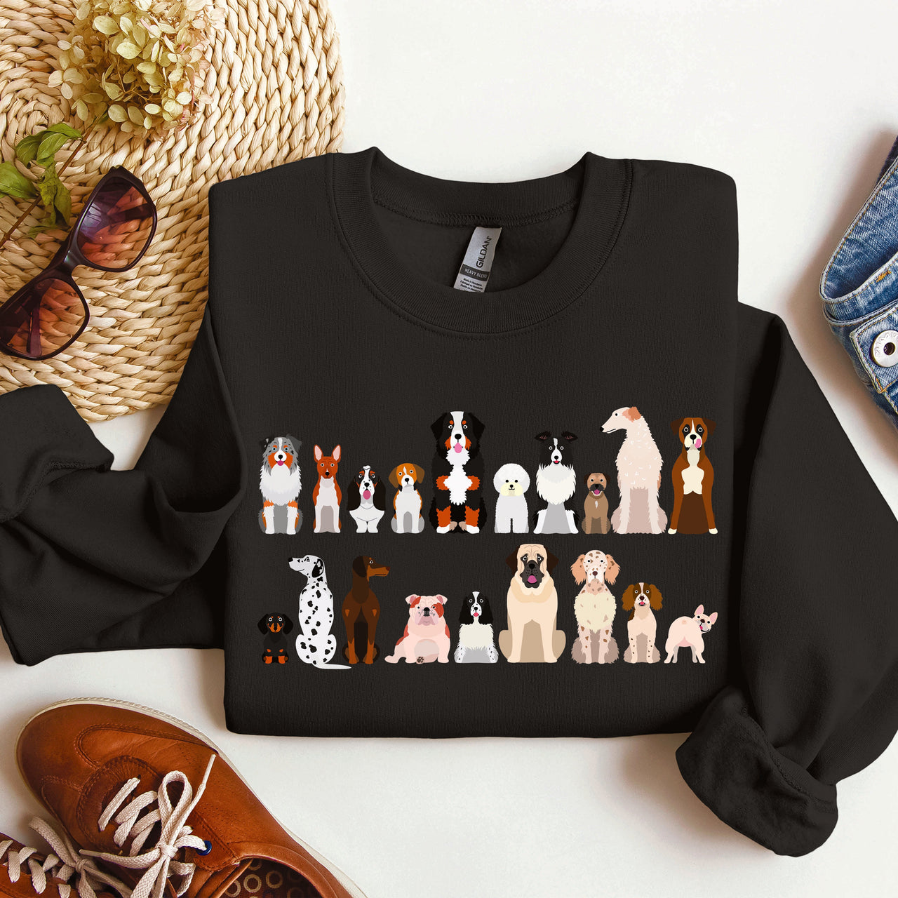 Dog Breeds Farm Animal Lover Portrait Collection For Canine Enthusiasts Sweatshirt