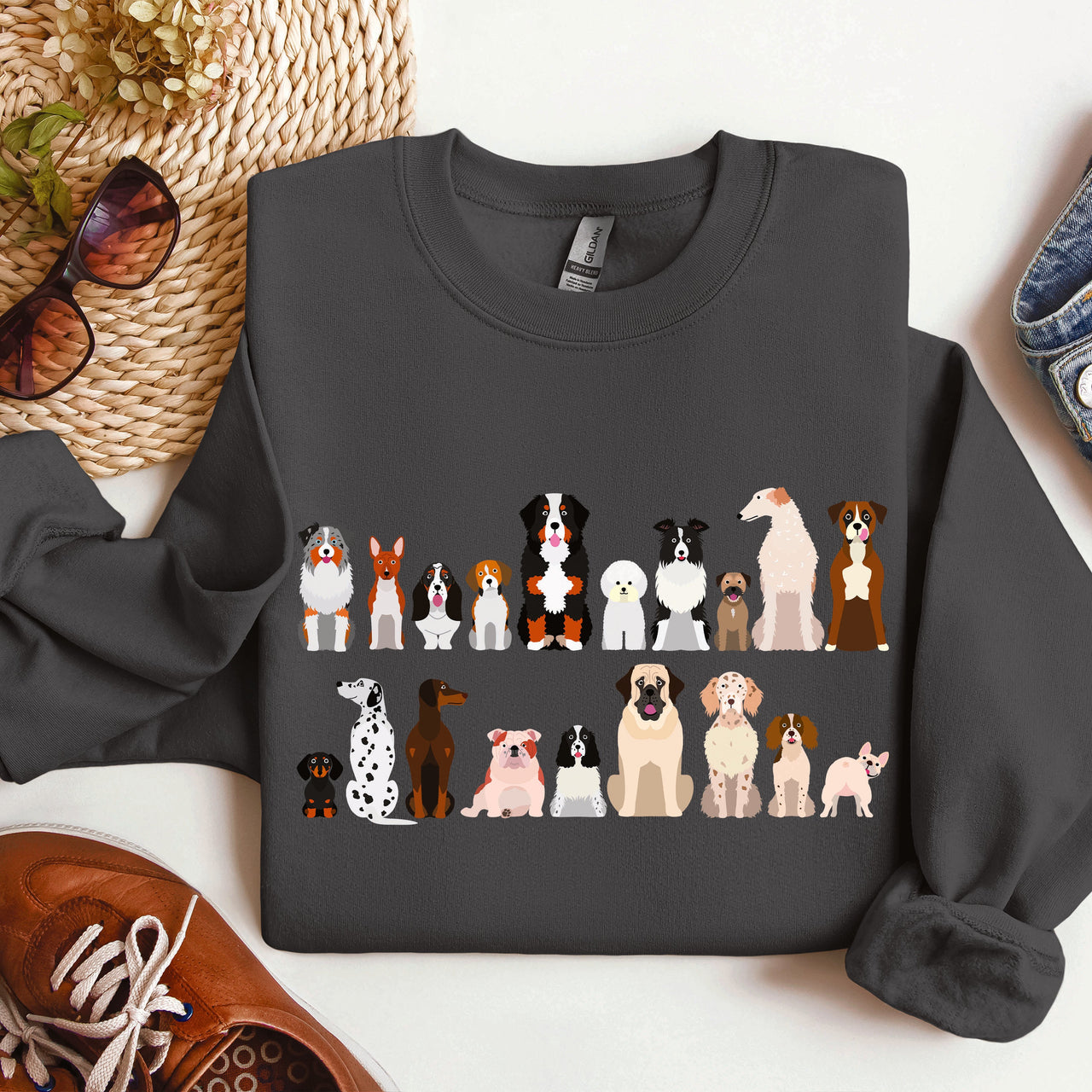 Dog Breeds Farm Animal Lover Portrait Collection For Canine Enthusiasts Sweatshirt